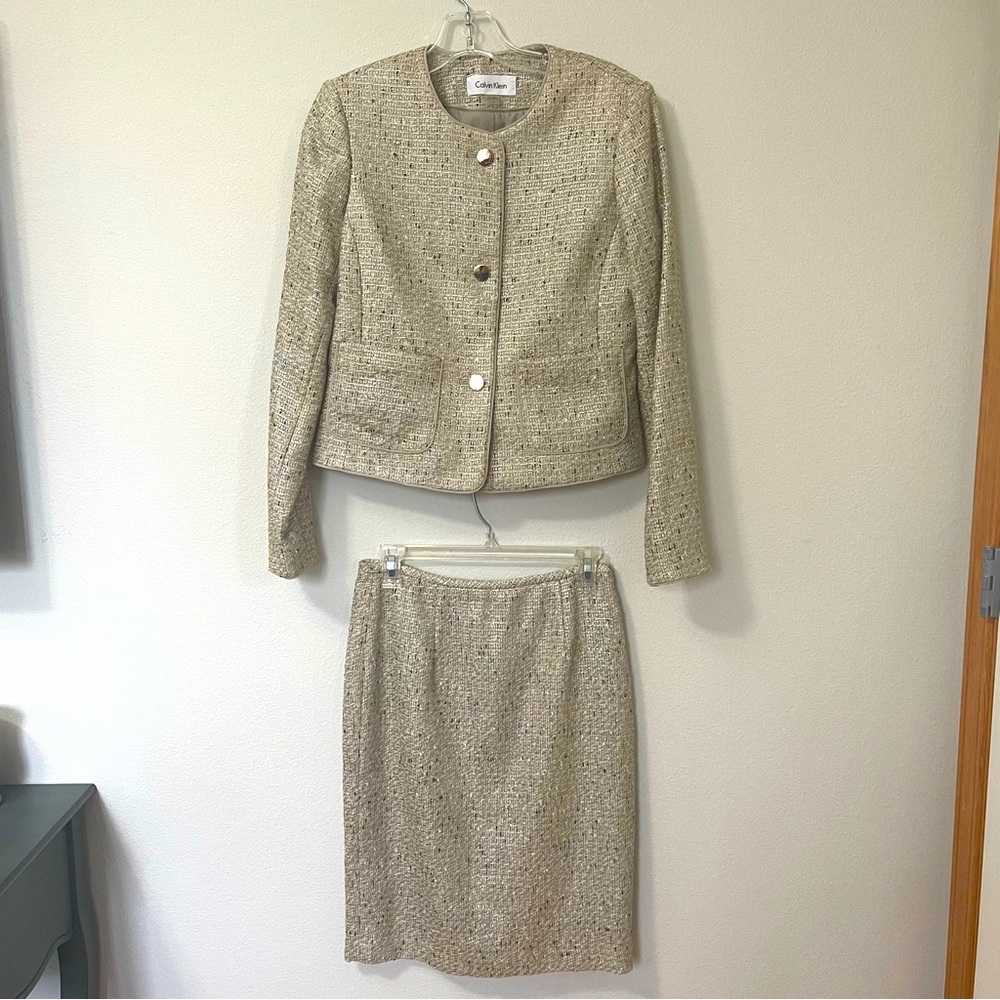 Calvin Klein Women’s Blazer Size 4 & Skirt Size 2 Matching Set Multicolor NWT